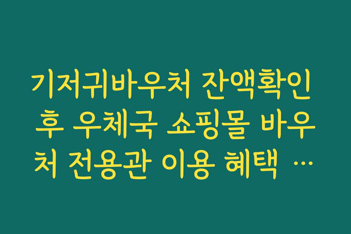 기저귀바우처 잔액확인 후 우체국 쇼핑몰 바우처 전용관 이용 혜택 가이드
