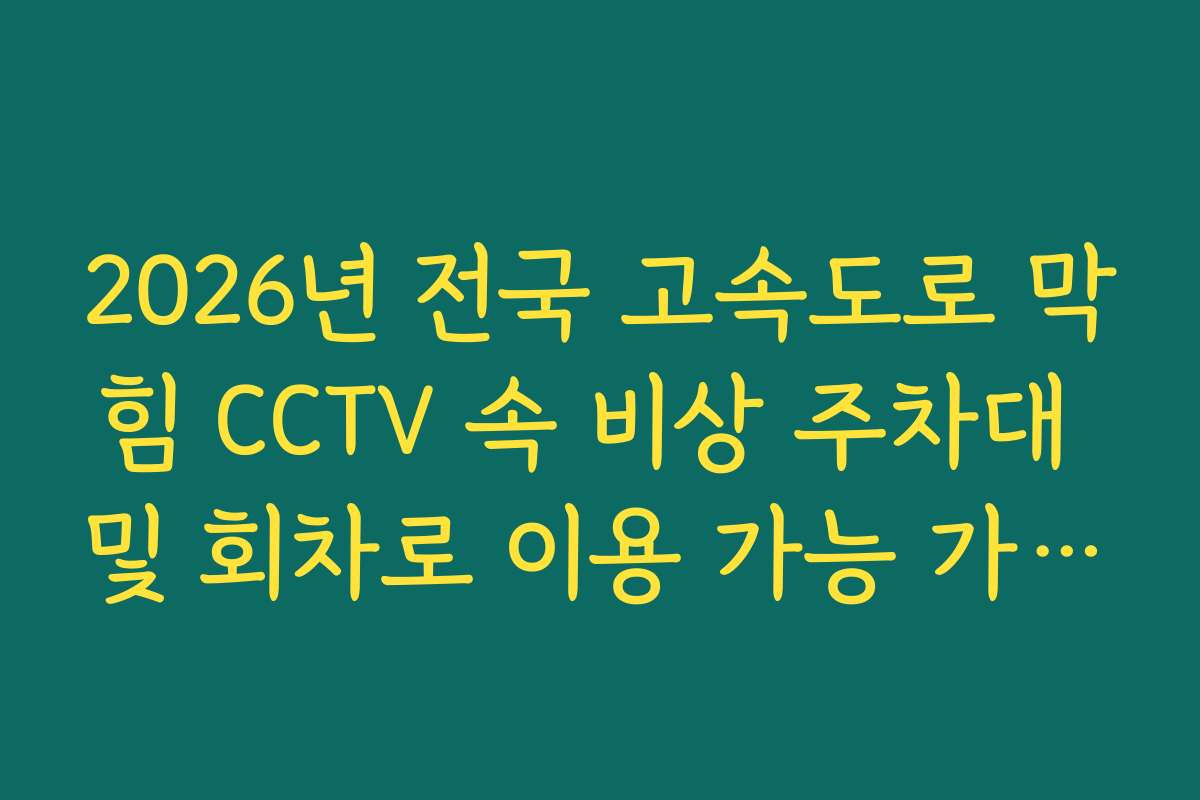 2026년 전국 고속도로 막힘 CCTV 속 비상 주차대 및 회차로 이용 가능 가이드