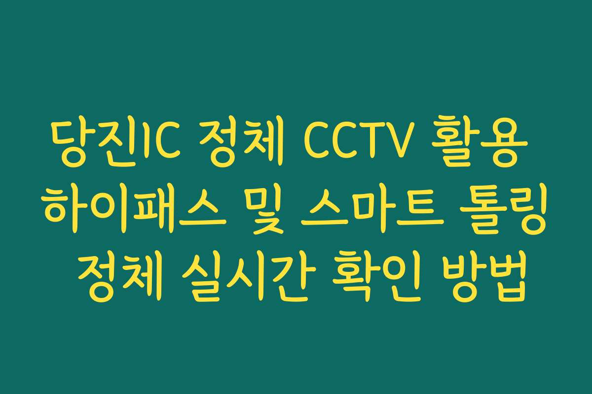 당진IC 정체 CCTV 활용 하이패스 및 스마트 톨링 정체 실시간 확인 방법