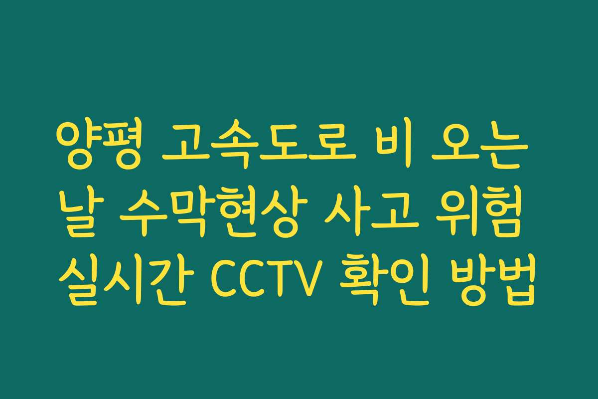 양평 고속도로 비 오는 날 수막현상 사고 위험 실시간 CCTV 확인 방법