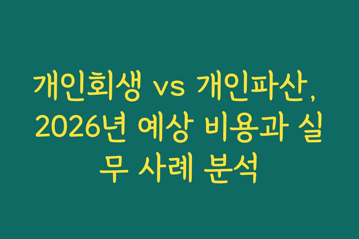개인회생 vs 개인파산, 2026년 예상 비용과 실무 사례 분석