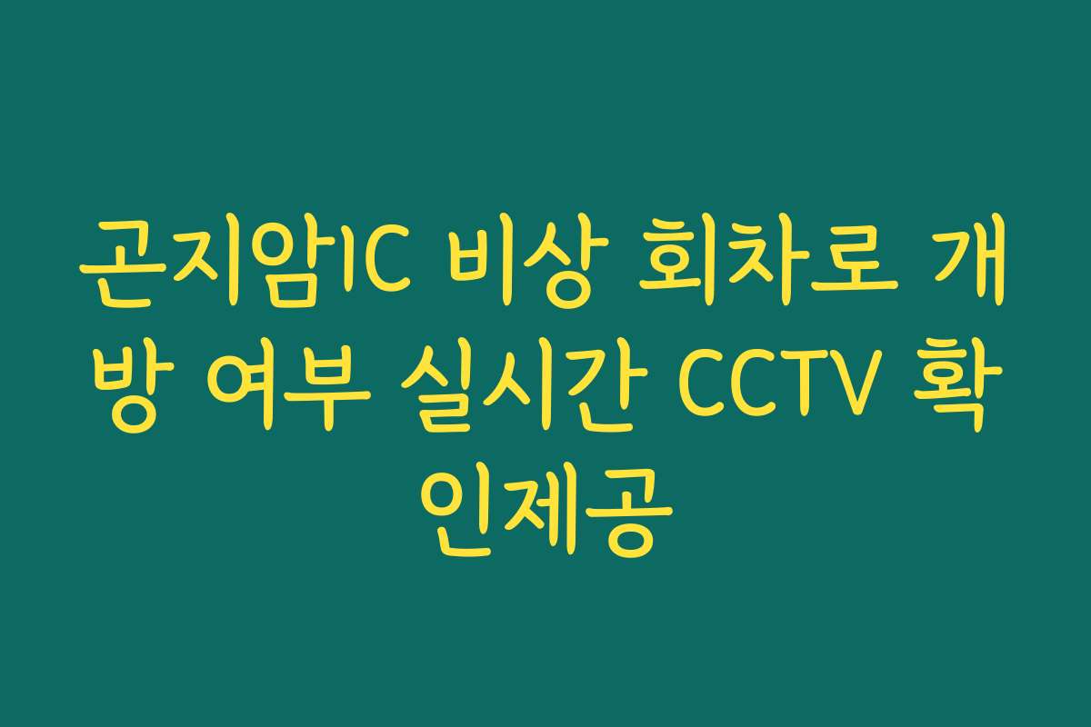 곤지암IC 비상 회차로 개방 여부 실시간 CCTV 확인제공