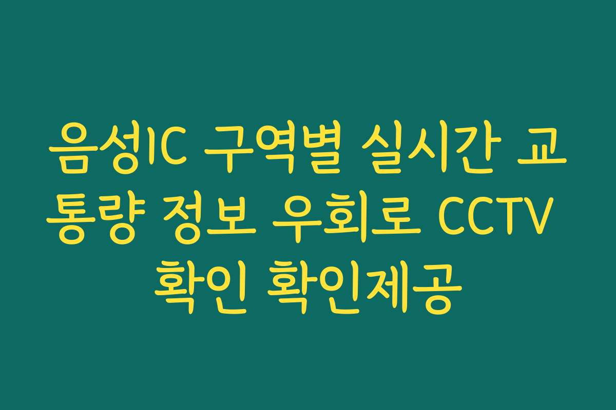 음성IC 구역별 실시간 교통량 정보 우회로 CCTV 확인 확인제공