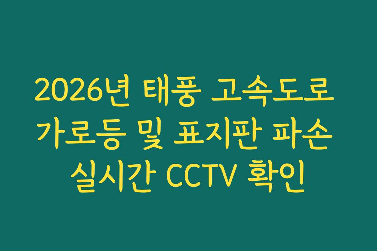 2026년 태풍 고속도로 가로등 및 표지판 파손 실시간 CCTV 확인