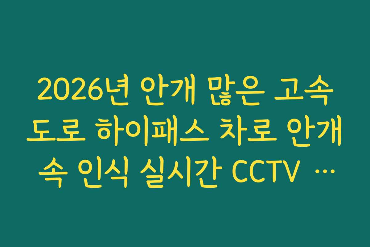 2026년 안개 많은 고속도로 하이패스 차로 안개 속 인식 실시간 CCTV 확인