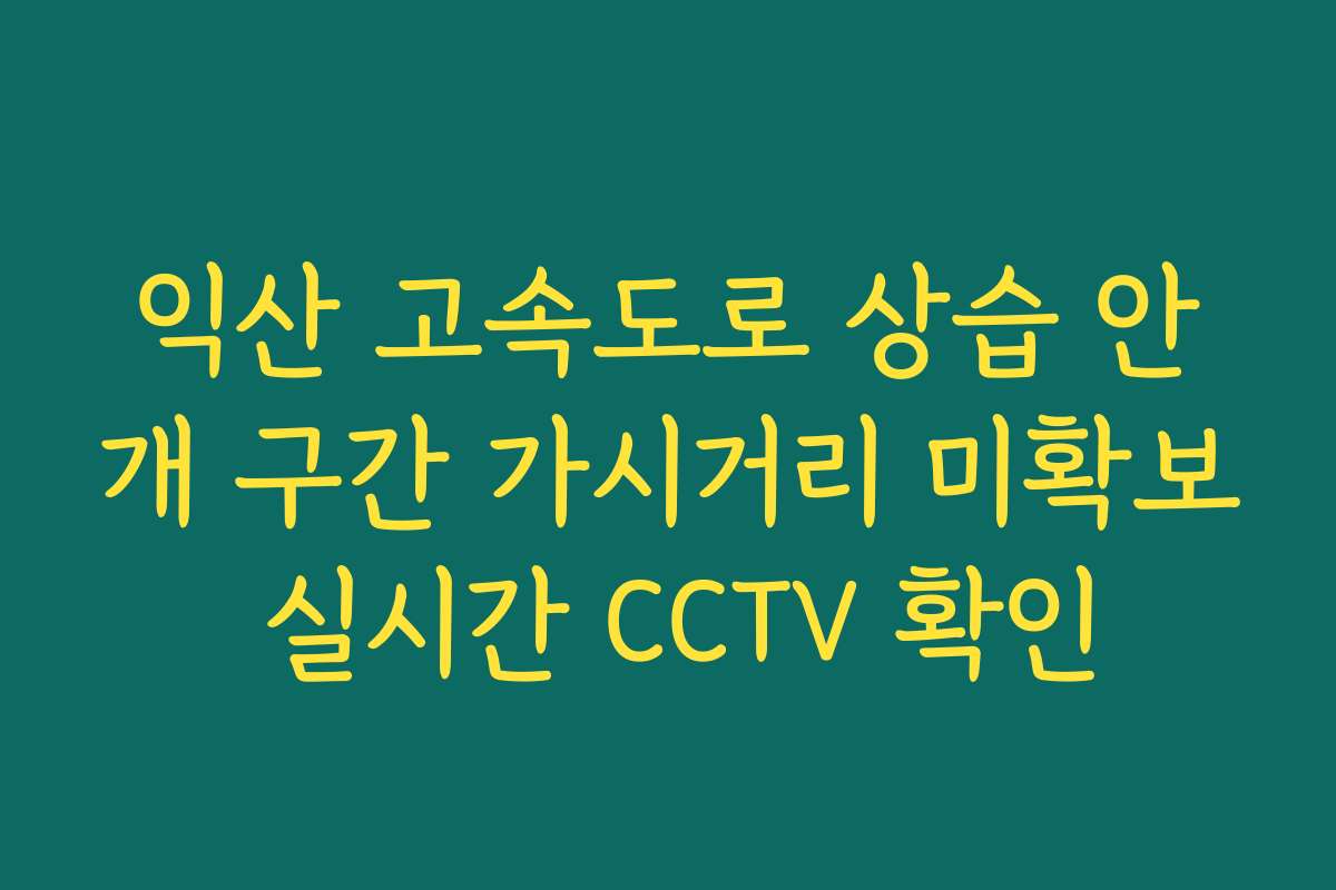 익산 고속도로 상습 안개 구간 가시거리 미확보 실시간 CCTV 확인