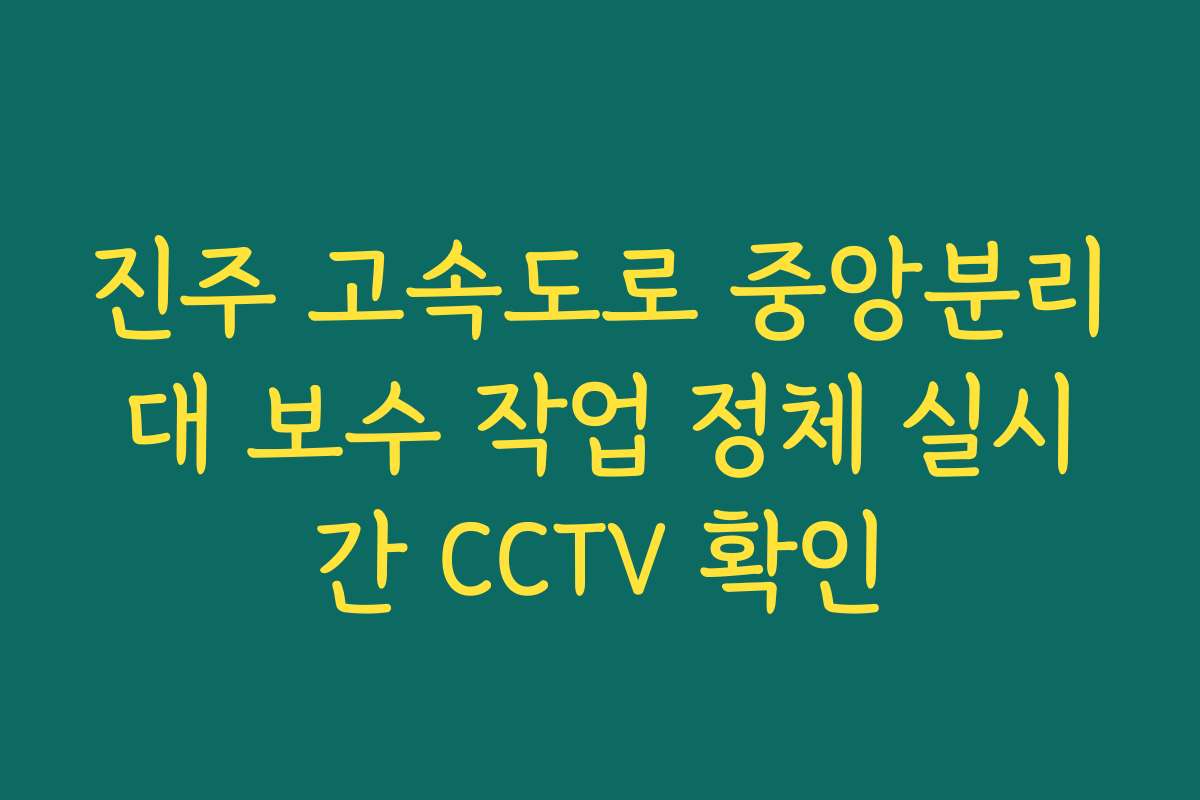 진주 고속도로 중앙분리대 보수 작업 정체 실시간 CCTV 확인