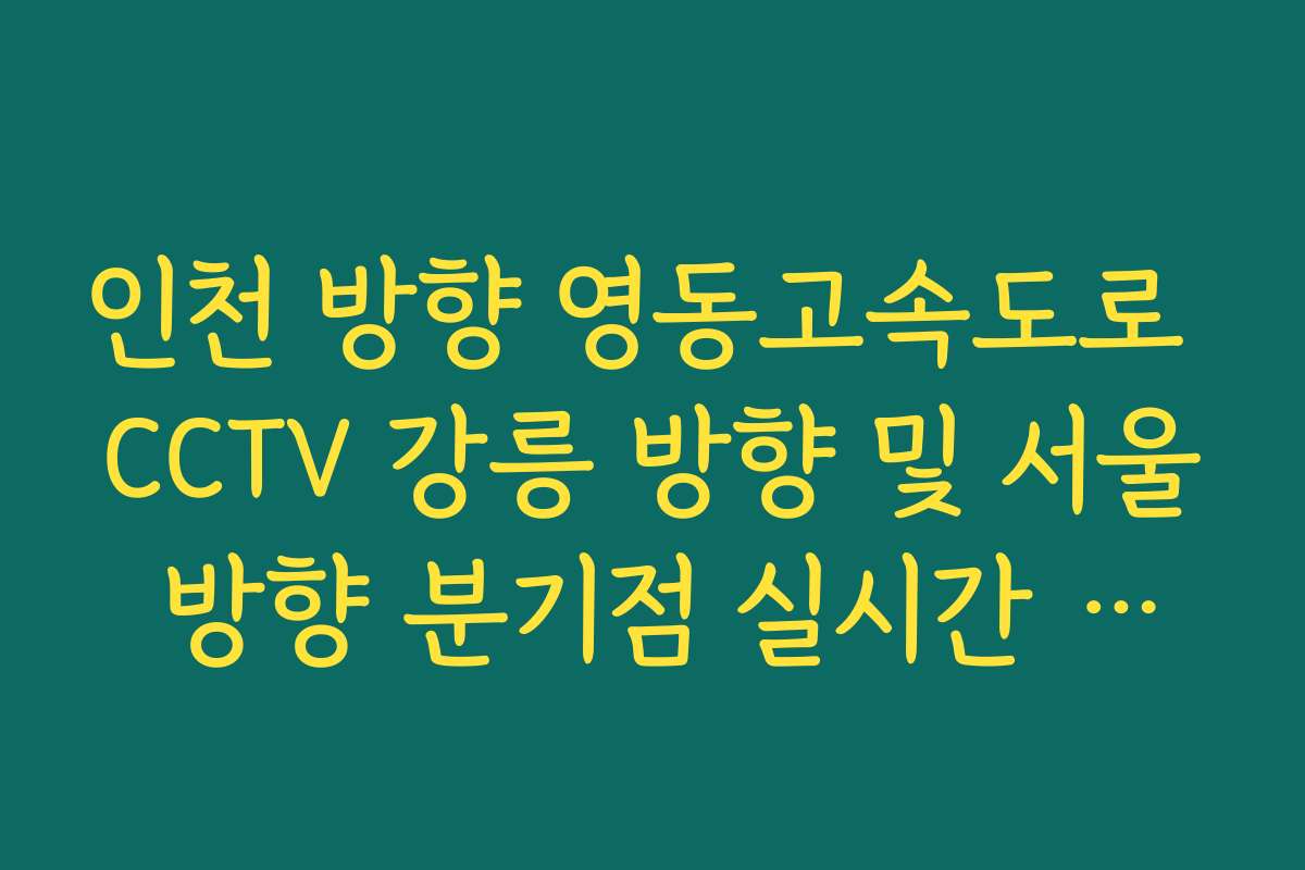 인천 방향 영동고속도로 CCTV 강릉 방향 및 서울 방향 분기점 실시간 대조법