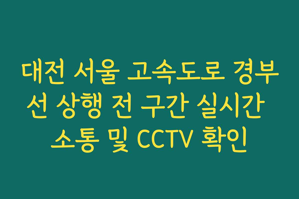 대전 서울 고속도로 경부선 상행 전 구간 실시간 소통 및 CCTV 확인