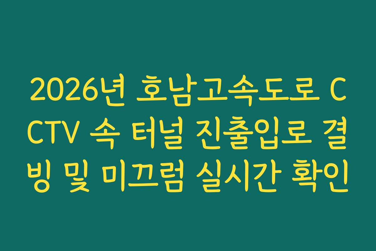 2026년 호남고속도로 CCTV 속 터널 진출입로 결빙 및 미끄럼 실시간 확인
