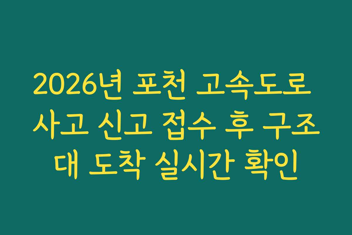 2026년 포천 고속도로 사고 신고 접수 후 구조대 도착 실시간 확인