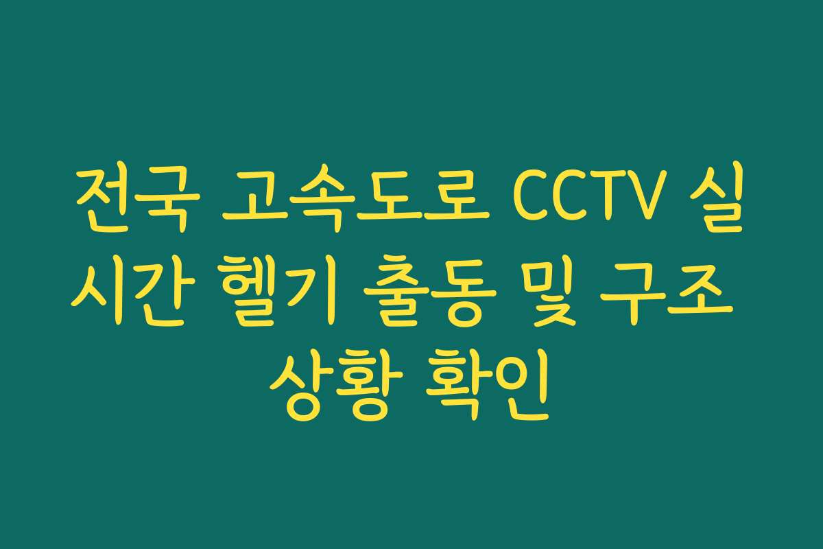 전국 고속도로 CCTV 실시간 헬기 출동 및 구조 상황 확인
