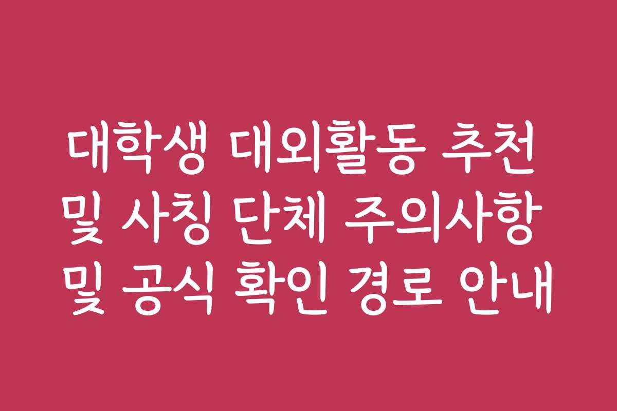 대학생 대외활동 추천 및 사칭 단체 주의사항 및 공식 확인 경로 안내