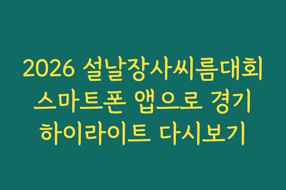 2026 설날장사씨름대회 스마트폰 앱으로 경기 하이라이트 다시보기