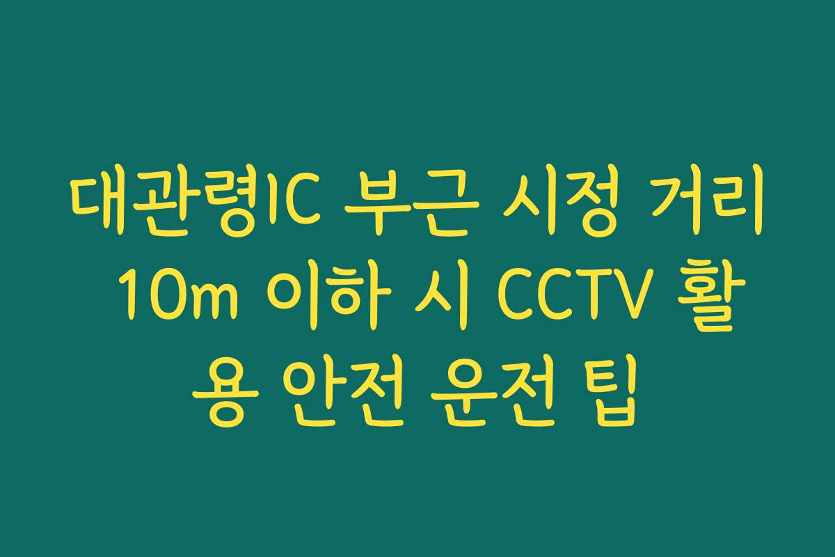 대관령IC 부근 시정 거리 10m 이하 시 CCTV 활용 안전 운전 팁