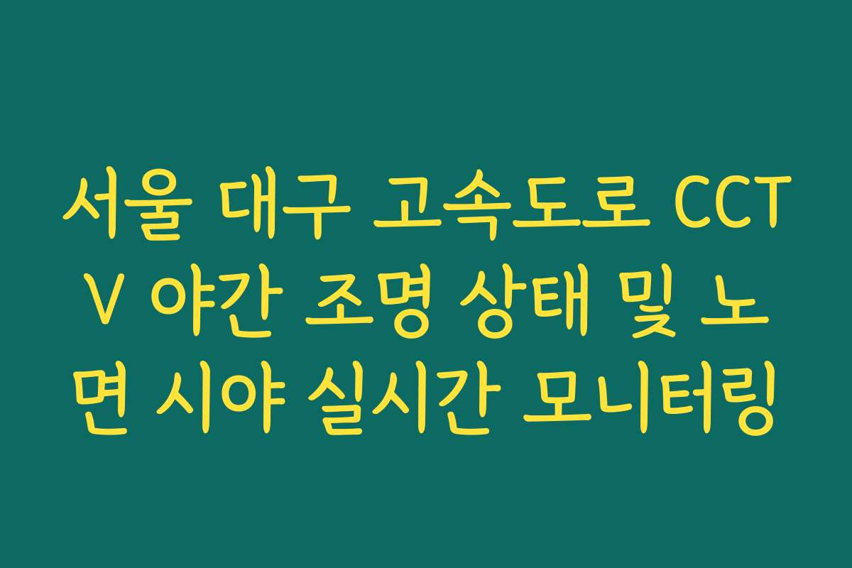 서울 대구 고속도로 CCTV 야간 조명 상태 및 노면 시야 실시간 모니터링