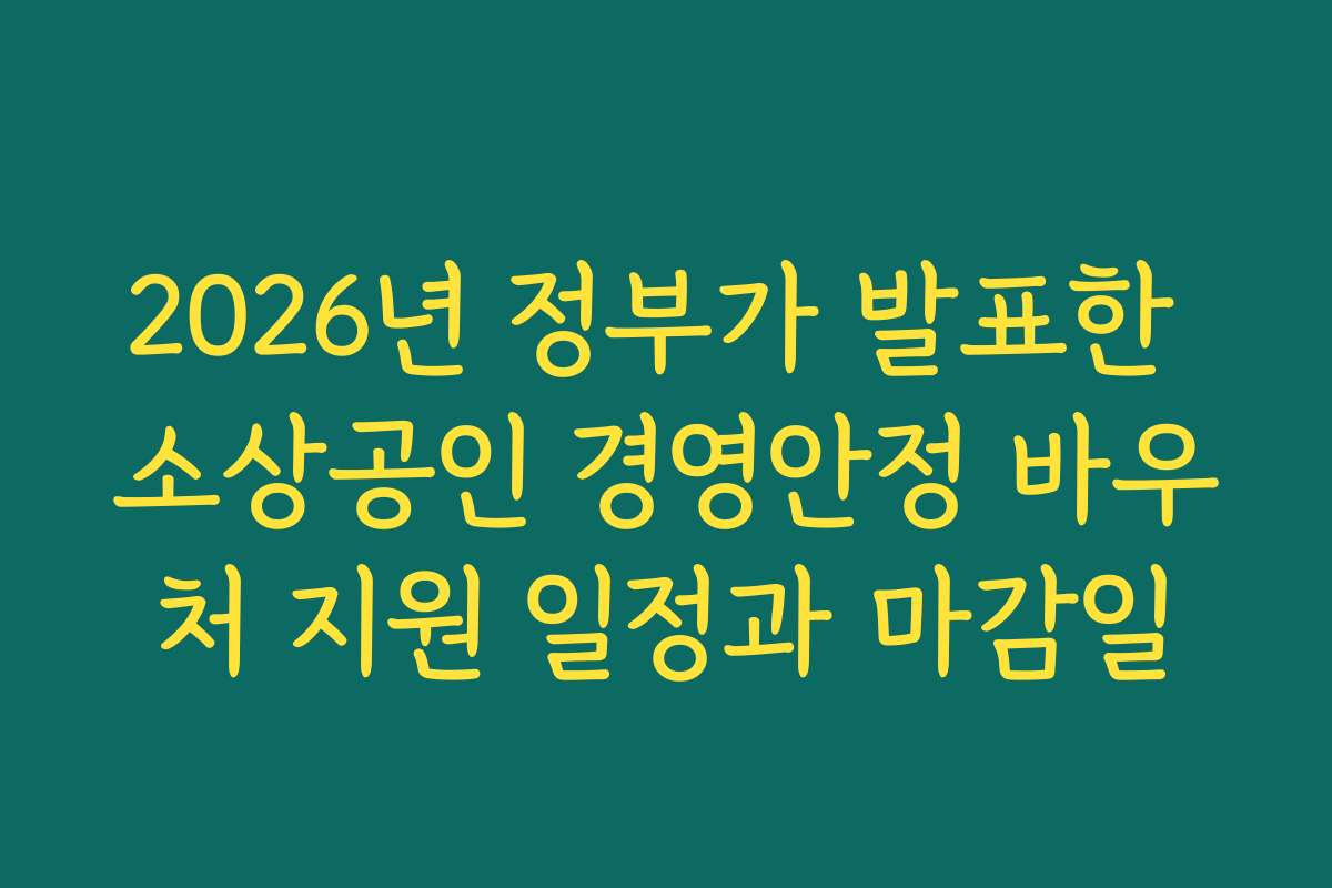 2026년 정부가 발표한 소상공인 경영안정 바우처 지원 일정과 마감일