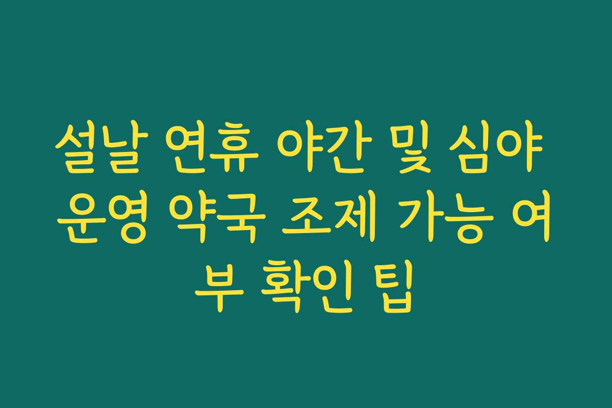 설날 연휴 야간 및 심야 운영 약국 조제 가능 여부 확인 팁