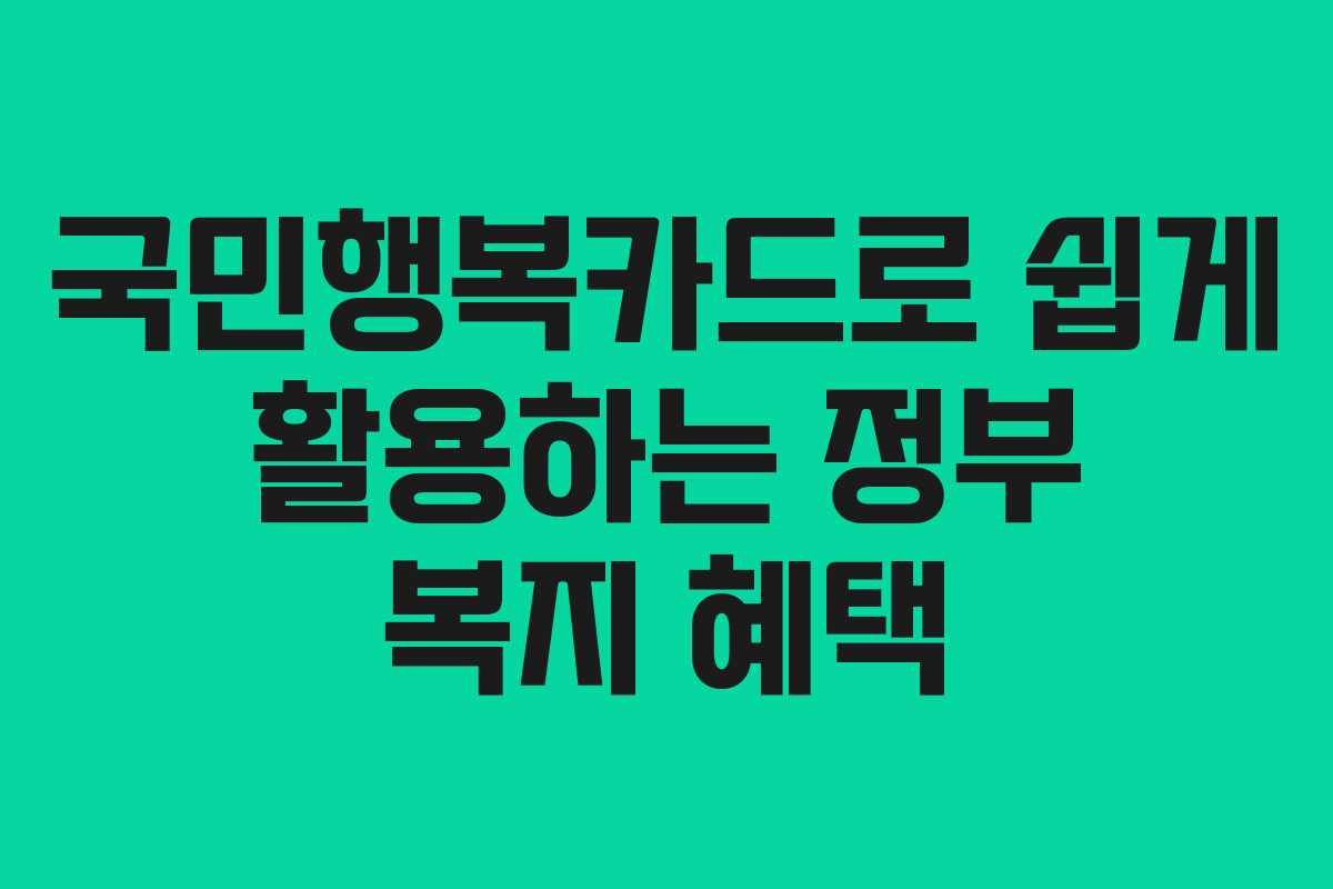 국민행복카드로 쉽게 활용하는 정부 복지 혜택
