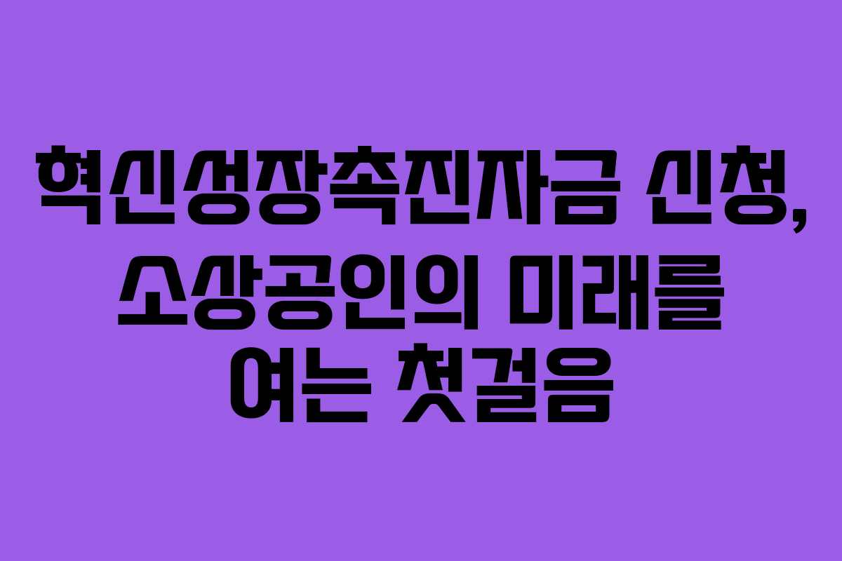 혁신성장촉진자금 신청, 소상공인의 미래를 여는 첫걸음