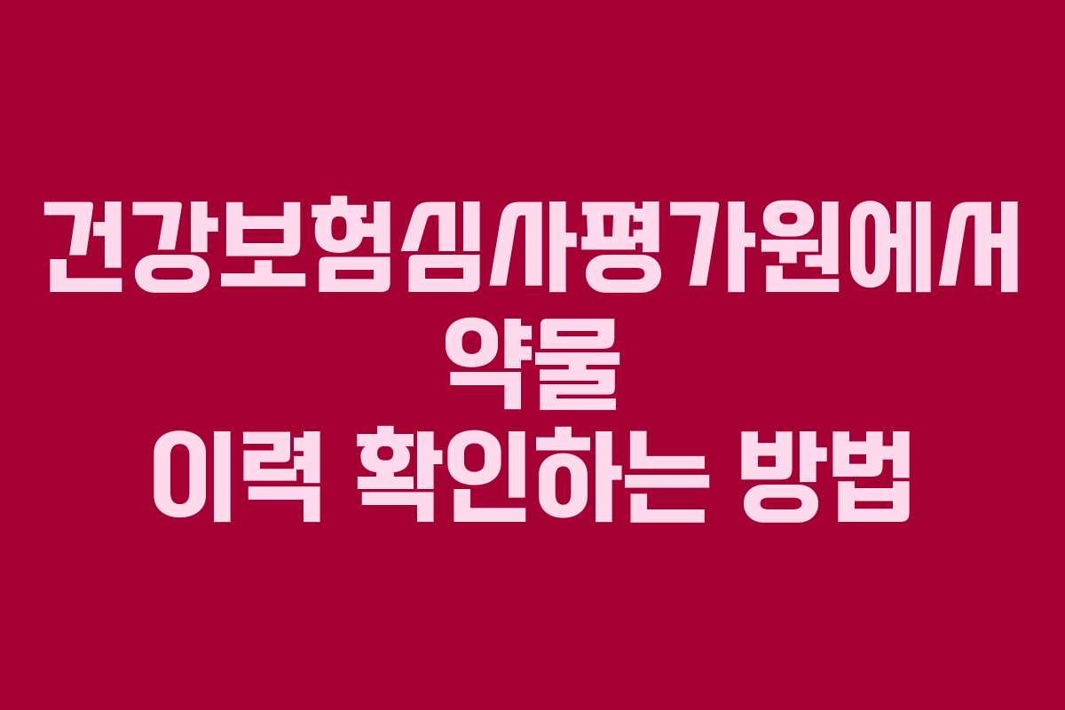 건강보험심사평가원에서 약물 이력 확인하는 방법