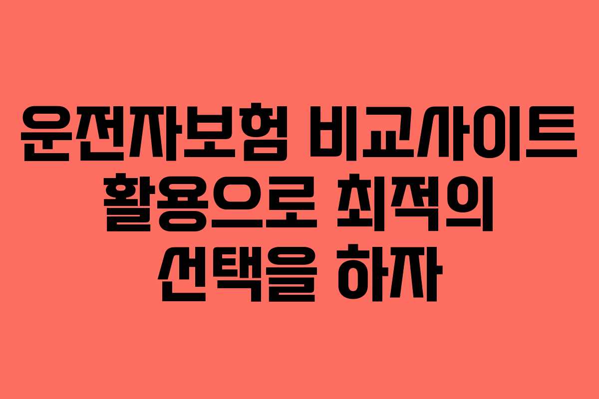 운전자보험 비교사이트 활용으로 최적의 선택을 하자