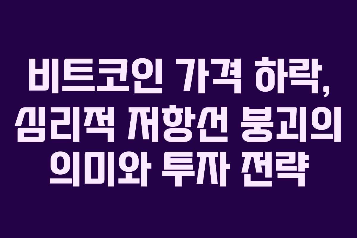 비트코인 가격 하락, 심리적 저항선 붕괴의 의미와 투자 전략