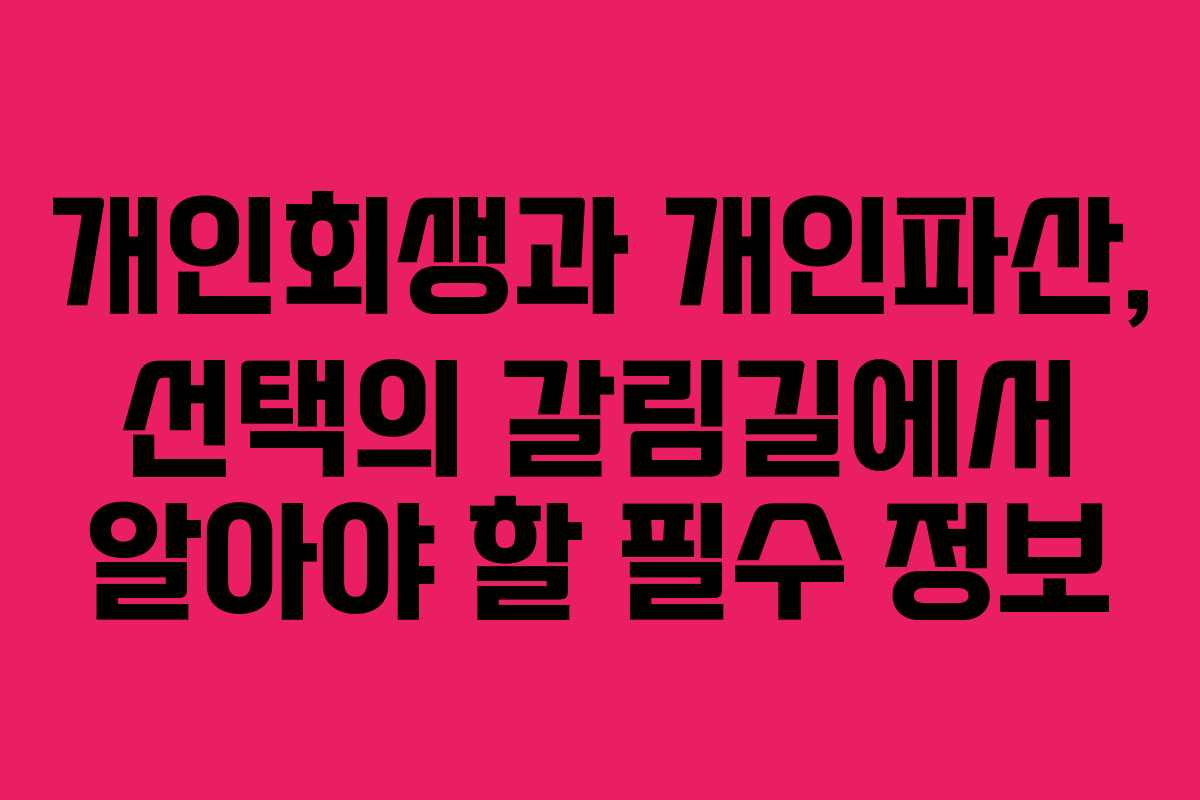 개인회생과 개인파산, 선택의 갈림길에서 알아야 할 필수 정보