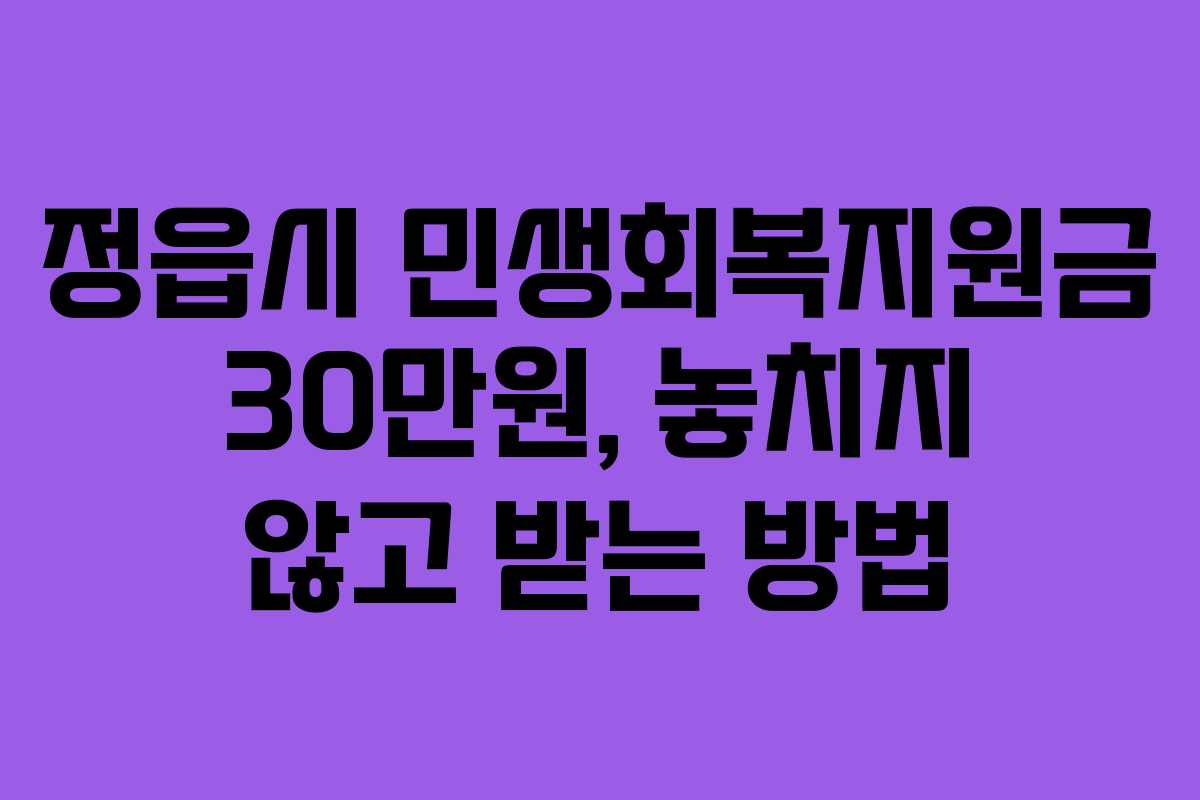 정읍시 민생회복지원금 30만원, 놓치지 않고 받는 방법
