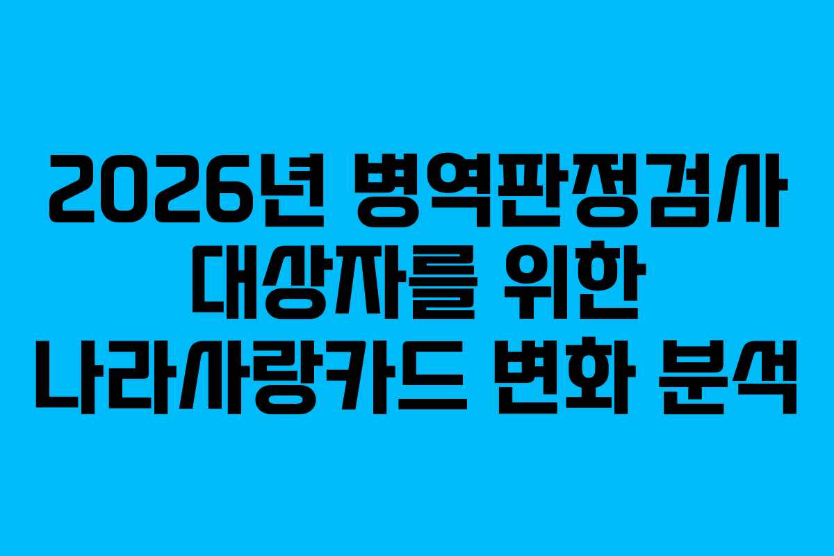 2026년 병역판정검사 대상자를 위한 나라사랑카드 변화 분석