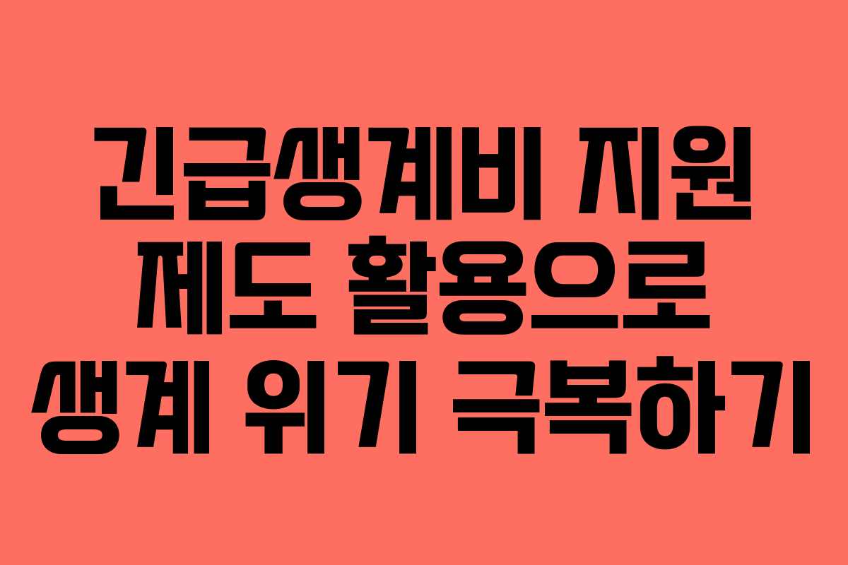 긴급생계비 지원 제도 활용으로 생계 위기 극복하기