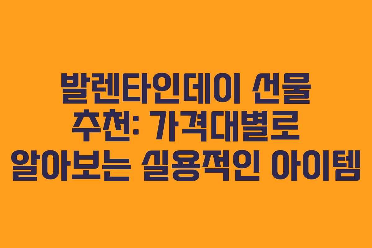 발렌타인데이 선물 추천: 가격대별로 알아보는 실용적인 아이템