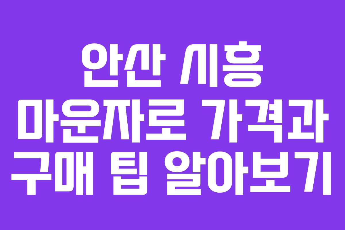 안산 시흥 마운자로 가격과 구매 팁 알아보기