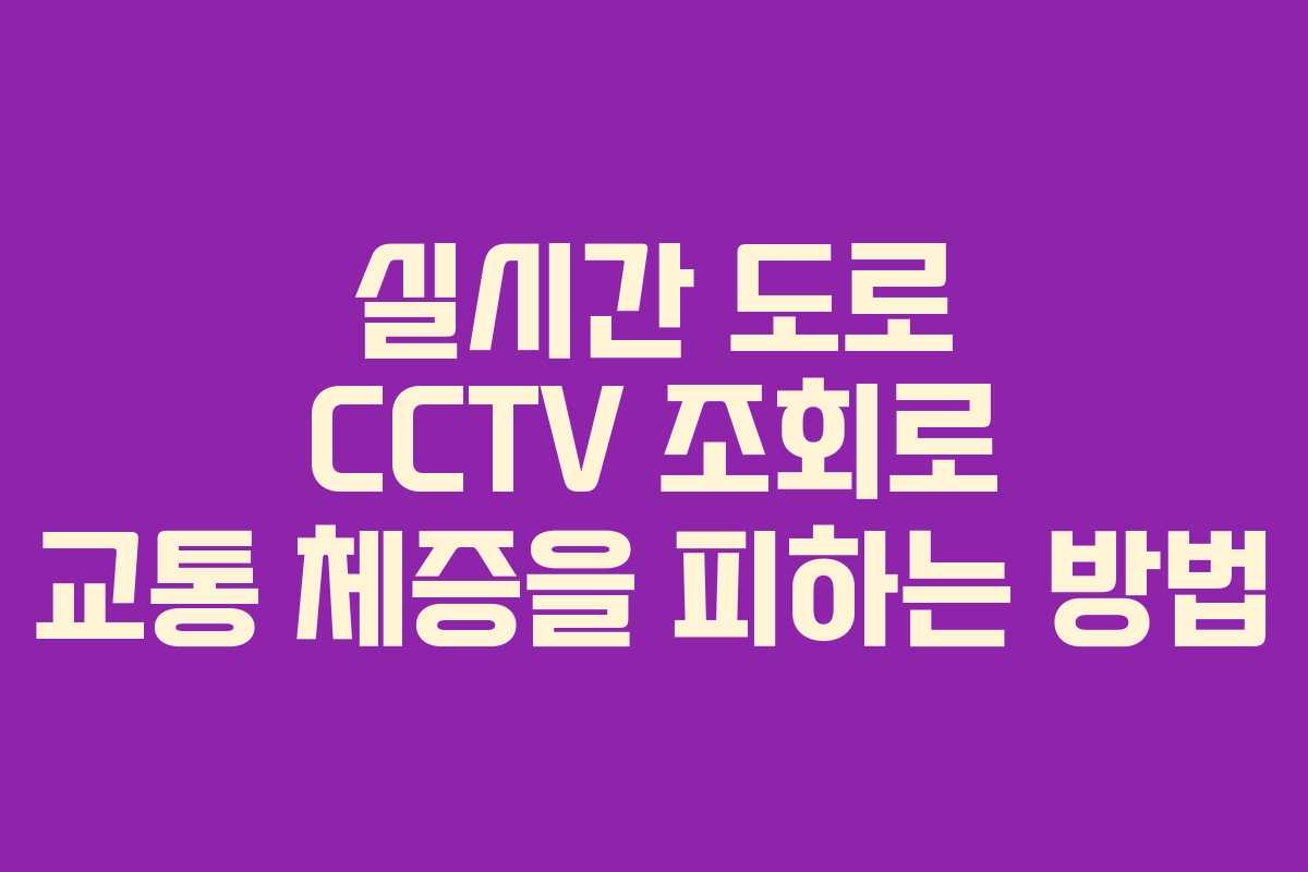 실시간 도로 CCTV 조회로 교통 체증을 피하는 방법