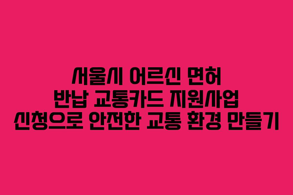 서울시 어르신 면허 반납 교통카드 지원사업 신청으로 안전한 교통 환경 만들기