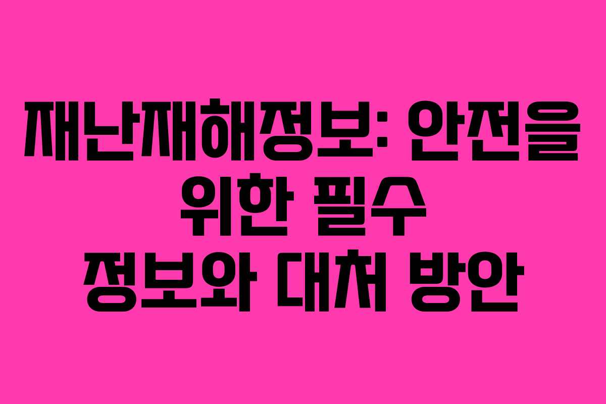 재난재해정보: 안전을 위한 필수 정보와 대처 방안