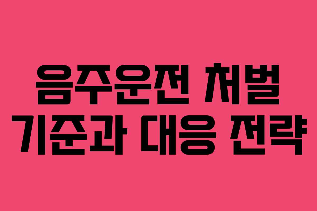 음주운전 처벌 기준과 대응 전략