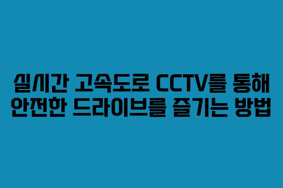 실시간 고속도로 CCTV를 통해 안전한 드라이브를 즐기는 방법