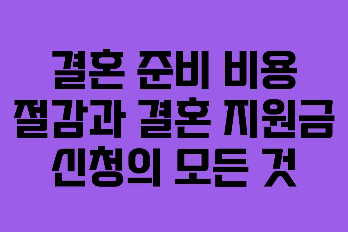 결혼 준비 비용 절감과 결혼 지원금 신청의 모든 것