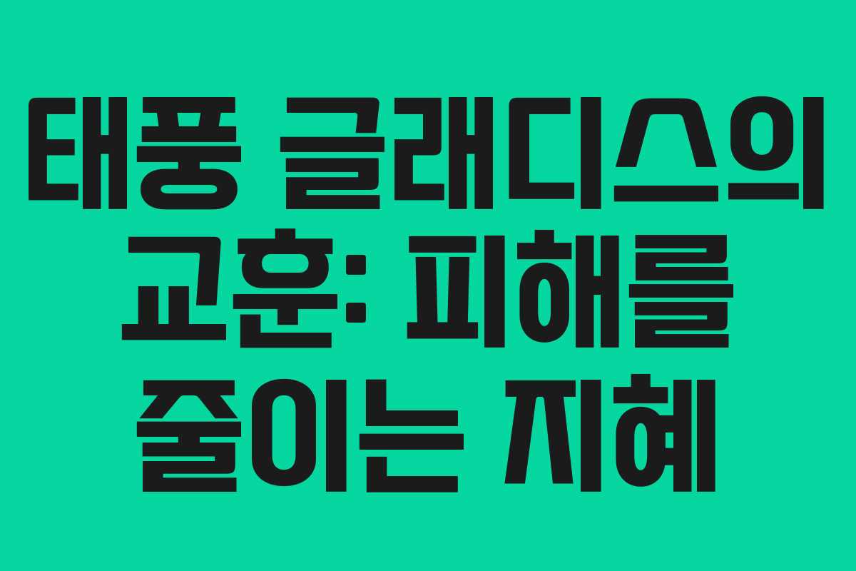 태풍 글래디스의 교훈: 피해를 줄이는 지혜