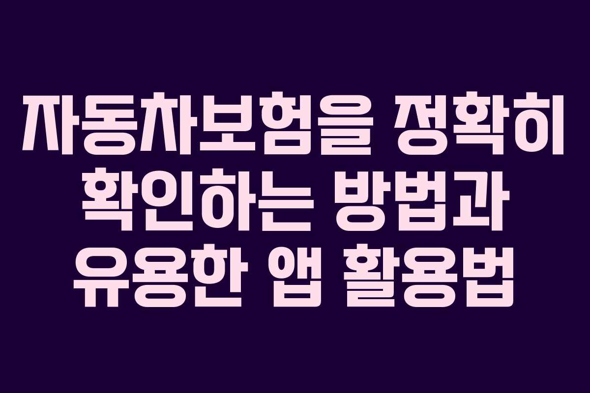 자동차보험을 정확히 확인하는 방법과 유용한 앱 활용법
