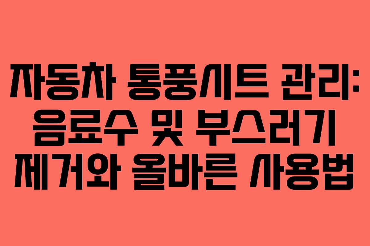 자동차 통풍시트 관리: 음료수 및 부스러기 제거와 올바른 사용법