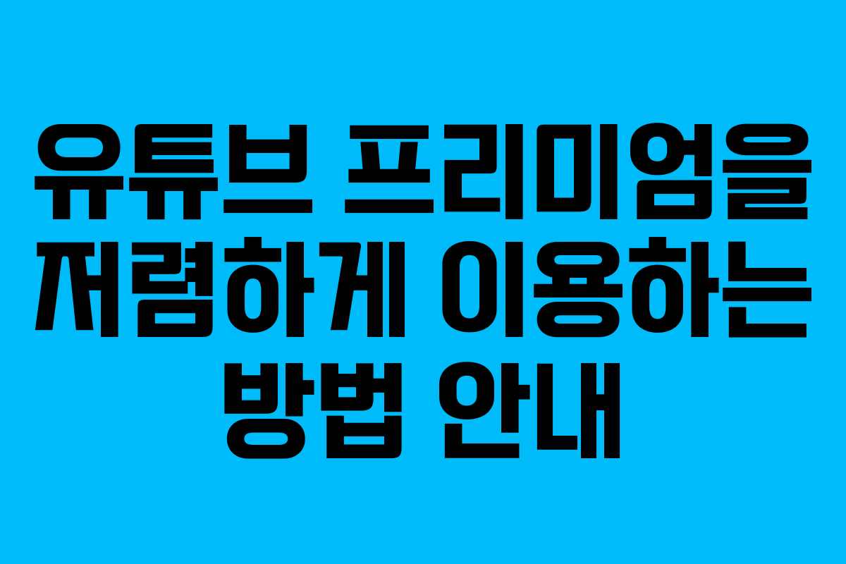 유튜브 프리미엄을 저렴하게 이용하는 방법 안내