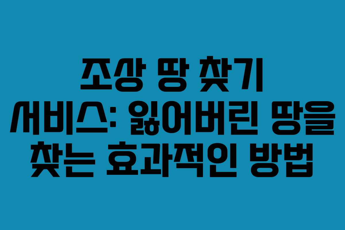 조상 땅 찾기 서비스: 잃어버린 땅을 찾는 효과적인 방법