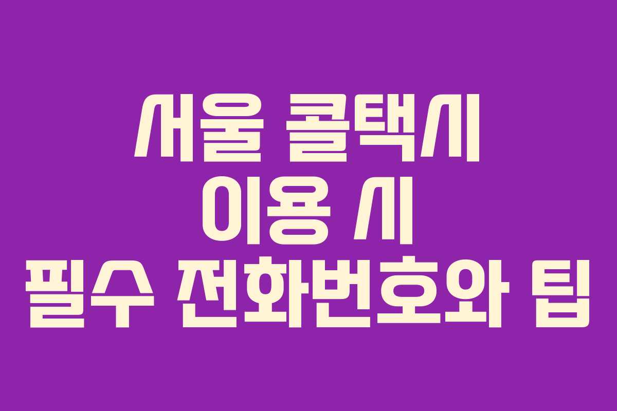 서울 콜택시 이용 시 필수 전화번호와 팁