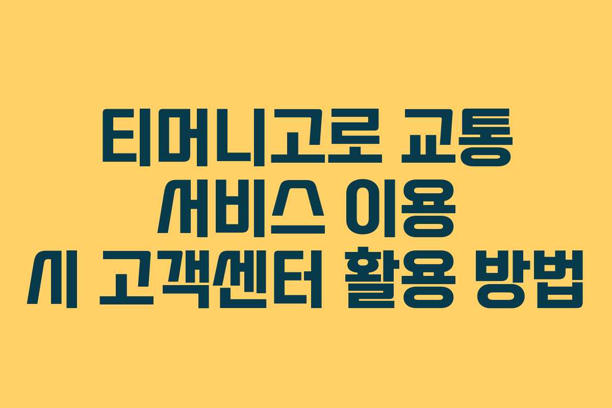 티머니고로 교통 서비스 이용 시 고객센터 활용 방법