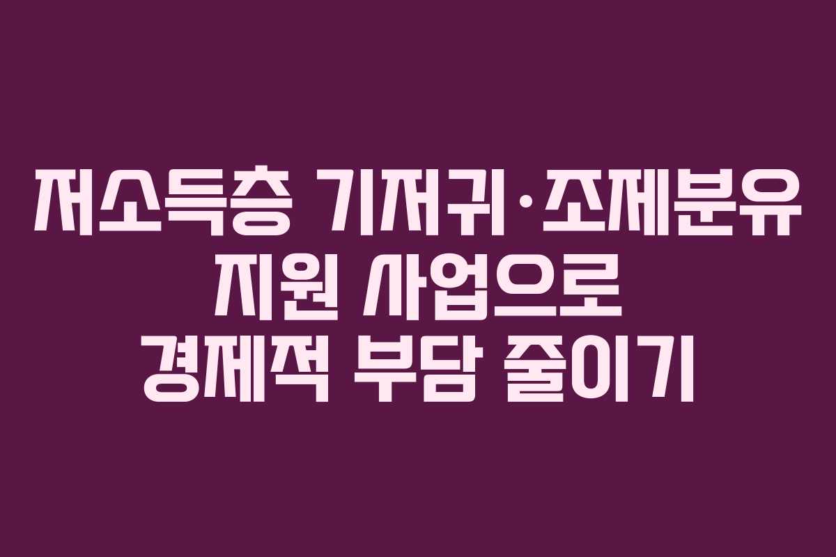 저소득층 기저귀·조제분유 지원 사업으로 경제적 부담 줄이기