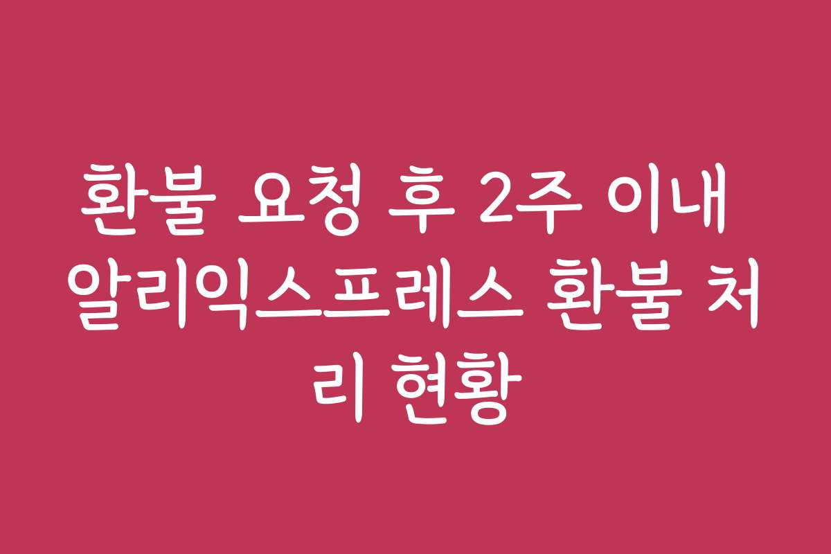 환불 요청 후 2주 이내 알리익스프레스 환불 처리 현황