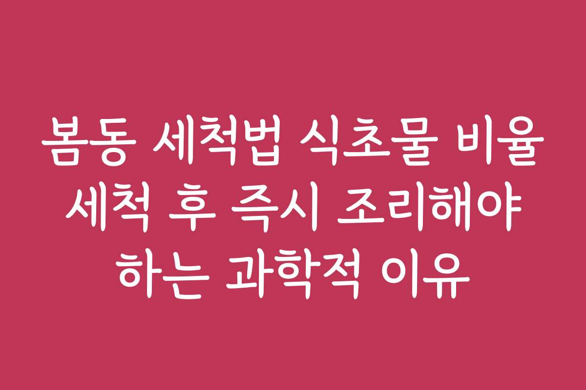 봄동 세척법 식초물 비율 세척 후 즉시 조리해야 하는 과학적 이유