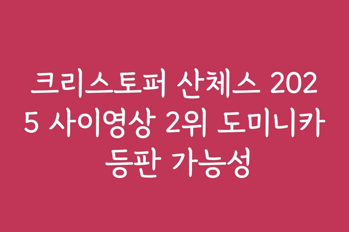 크리스토퍼 산체스 2025 사이영상 2위 도미니카 등판 가능성